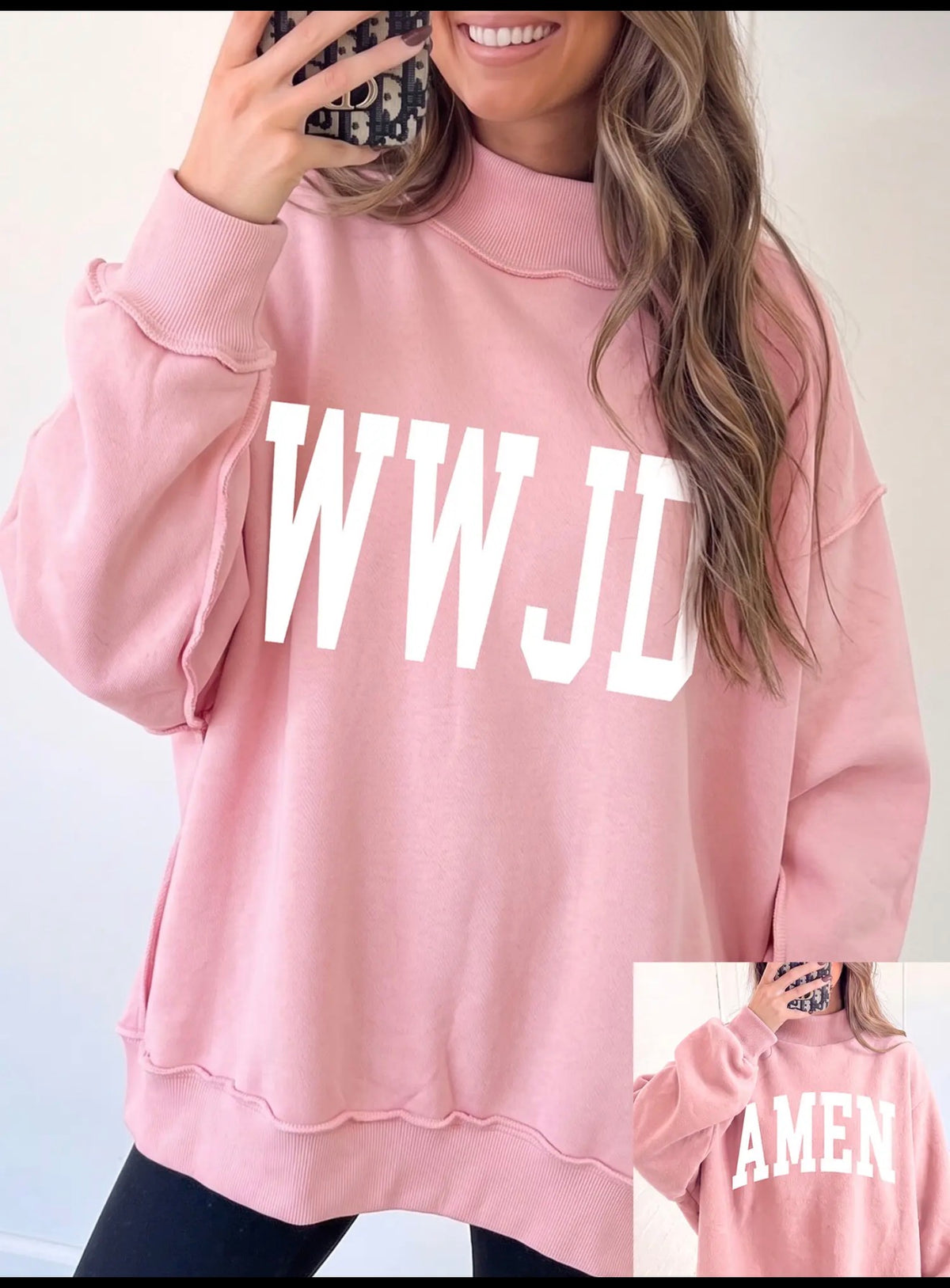 WWJD/AMEN Reversible mock neck sweatshirt