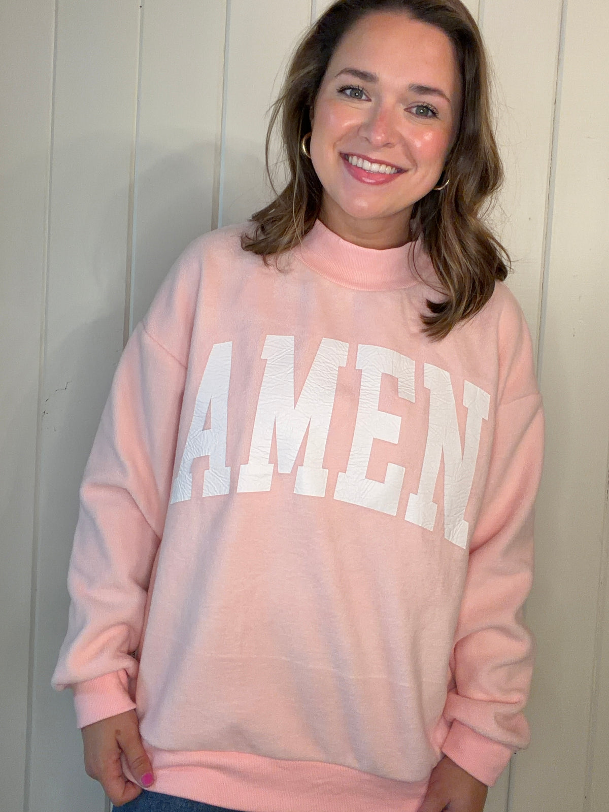 WWJD/AMEN Reversible mock neck sweatshirt