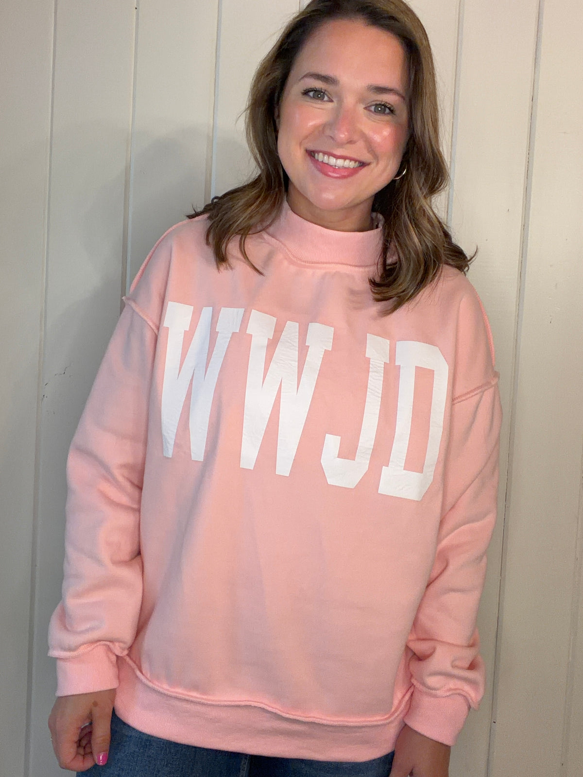 WWJD/AMEN Reversible mock neck sweatshirt